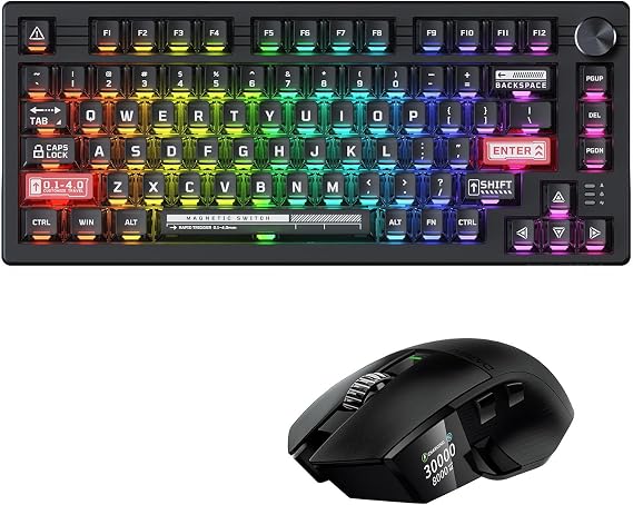 DAREU Gaming Keyboard and Mouse Combo: A980PROMAX Wired 8K/Wireless 4K Gaming Mouse & EK75RT Hall Effect Rapid Trigger Magnetic Switch Mechanical Gaming Keyboard