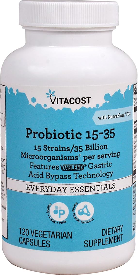 Vitacost Probiotic 15-35 with NutraFlora FOS, 120 Vegetarian Capsules