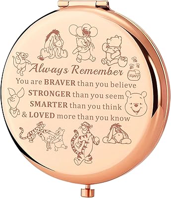 KEYCHIN Honey Bear Pocket Mirror Pig & Donkey & Tiger & Rabbit Fans Gifts You are Braver Stronger Smarter Than You Think Honey Bear Compact Makeup Mirror Bear-RG