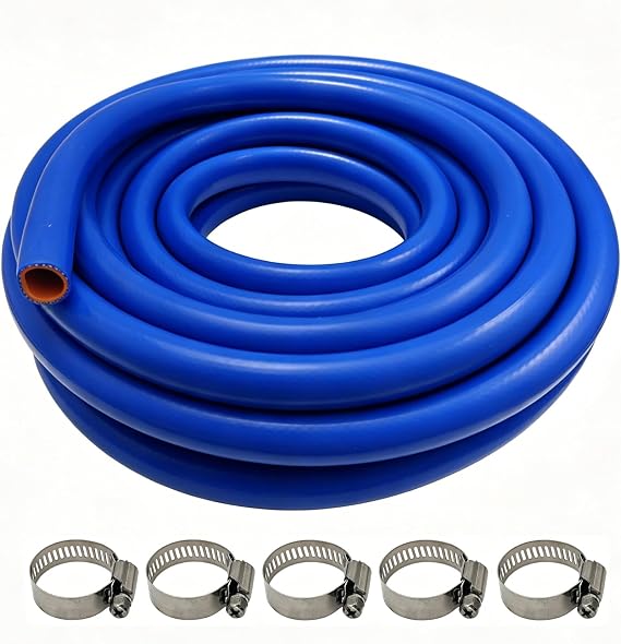 5/8" ID Silicone Heater Hose (50ft Roll), 100 PSI Working Pressure, Reinforced Coolant Radiator Hose for Vehicle Cooling Systems, Water & Gas Transport