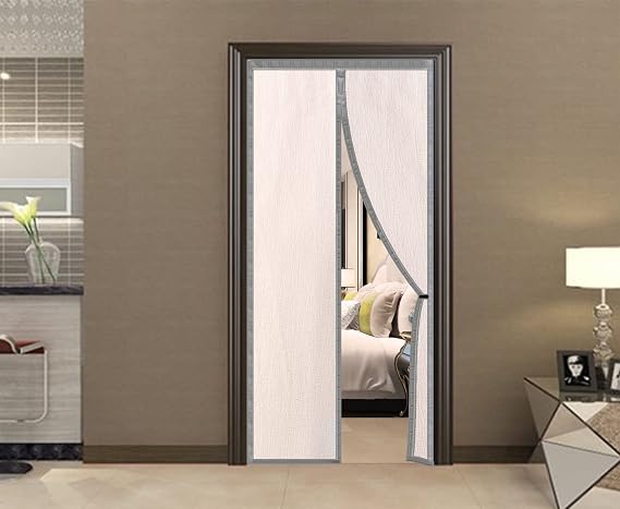 Magnetic Insulated Door Screen, The Whole Blackout Thermal Screen Door Self-Closing Privacy Thick Fabrics Door Curtain for Air Conditioner Room, Bedroom-Hands Free, Fit Doors Size Up to 36" x 82"
