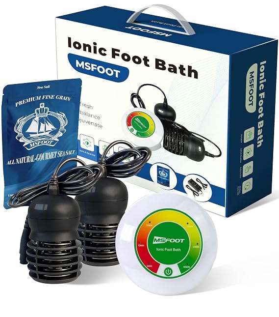 Upgraded Portable Ionic Foot Detox Machine, Home Foot Spa for Toxin Cleansing, Equipped with 2 Arrays and Detox Sea Salt