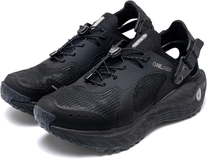 ONEMIX Men's Amphibious Water Shoes Wide - Closed Toe Hiking Sandals Summer Outdoor Non-Slip River Shoes Quick Drying Aqua Shoe