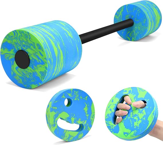 29.3Swimming Barbell Pool Dumbbell with Water Exercise Discs High Density EVA Foam Aquatic Exercise Equipment Swim Dumbbell