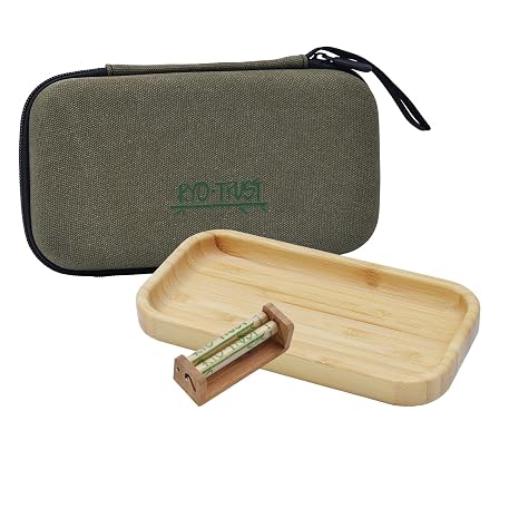 Cigarette Rolling Machine with Smell Proof Bag, Includes Wooden Rolling Tray, Bamboo Cigarette Roller for 83mm Size Width Roll Papers, 1 1/4, Gift for Men
