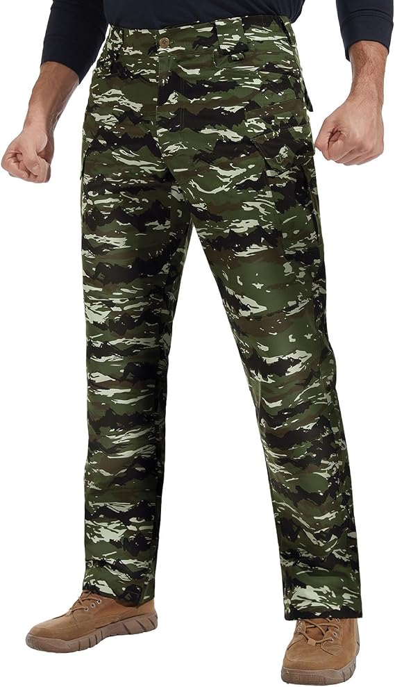 Mens Ripstop Tactical Pants Stretch Water Resistant Cargo Work Military EDC Hiking Pants