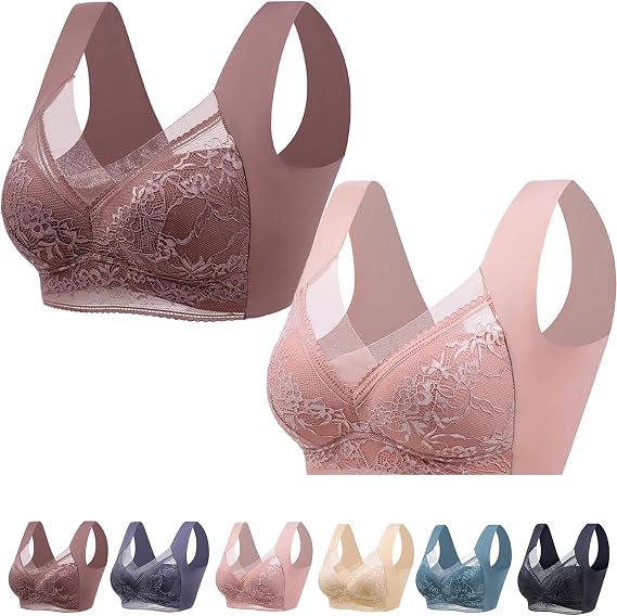 2PCS Push-Up Lace Bra,Seamless Posture Correction Push up Bra,Push up Beautiful Back No Steel Ring Bra