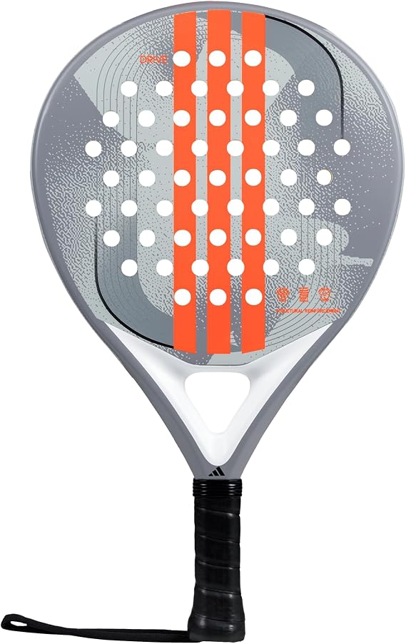 adidas Drive Grey 3.4 Racket - Grey Orange, Round Shape, EVA Soft Performance Foam, Fiberglass