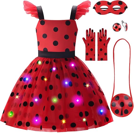 Light Up Ladybug Costume Dress for Girls Lady Bug Outfit