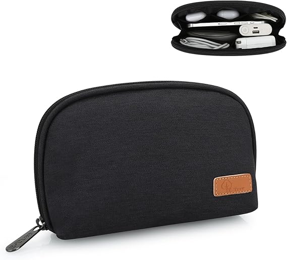 E-Tree Small Tech Pouch Organizer Bag (7.8" x 5") Travel Electronics Accessories Case for MacBook Charger, USB-C Adapter, Cables, Power Bank, Mouse, SSD, Dongle & Hub | Foam Padded