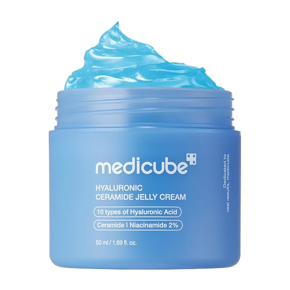 medicube Jelly Cream with Hyaluronic Acid for Long-lasting Hydration | Daily Moisturizer with Hyaluronic Acid, Ceramides, Multi Peptides - Supports Skin's Barrier, All Skin Types, 1.69 fl.oz