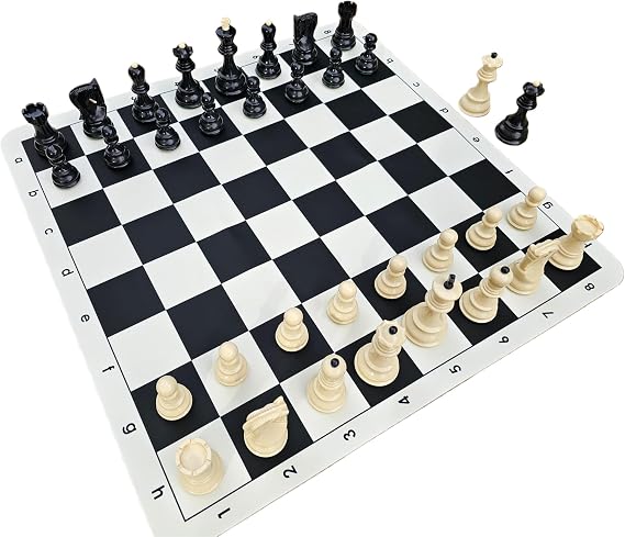 20" Silicone Chess Board Game Chess Set,4" King Tournament Chess Set Foldable Chess Board Mat,2 in 1 Travel Board Games for Kids and Adults, Ideal for Outdoor and Travel Use