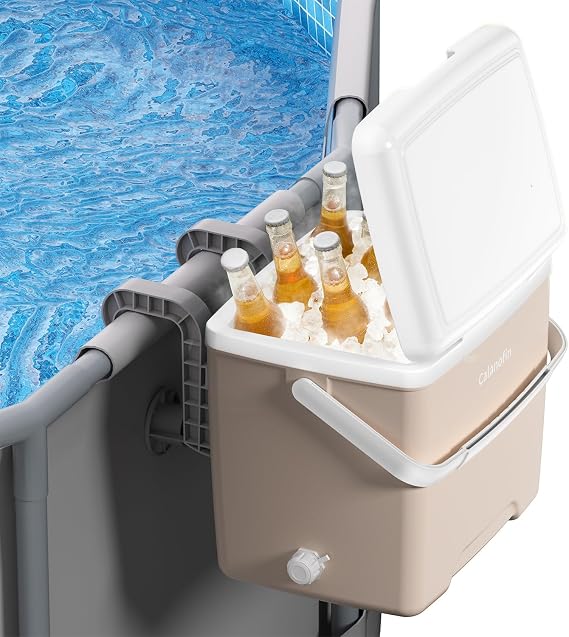 Pool Cooler, 13.7 Quart Hard Cooler Box Outdoor Insulated Cooler for Above Ground Pools Portable Poolside Drink Cooler with Handle & Drain Small
