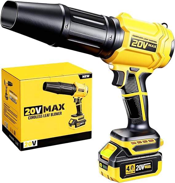 Cordless Leaf Blower for DEWALT 20V Max Battery, 720-CFM 180-MPH Handheld Electric Brushless Dust Blower with Light, Battery Powered Leaf Blowers for Patio, Lawn Care, Leaves (4.0Ah Battery Included)