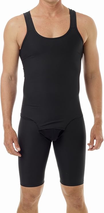 Underworks USA Mens Compression Bodysuit Shaper - Girdle for Gynecomastia Belly Fat and Thighs - No Rear Zipper 957