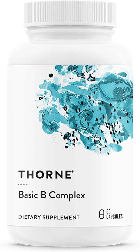 Thorne Basic B Complex, 8 Active B Vitamins & Choline, 60 Capsules | Supports Cellular Energy Production, Brain Health & Red Blood Cell Formation*, Gluten-Free, Third-Party Certified
