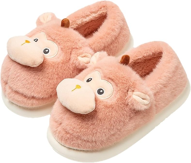 Animal Slippers for Women Cute Monkey Home Fluffy Warm Winter Indoor Men Shoes