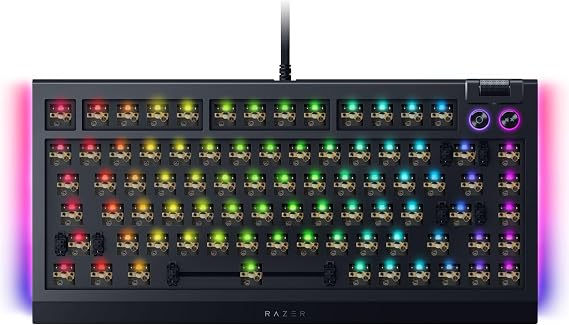 Razer BlackWidow V4 ベアボーン75%ホットスワップ対応ゲーミングキーボードキット、ブラック。