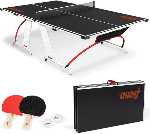 EastPoint Ping Pong Table, Table Tennis Set, 2 Paddles & 2 Balls, Black