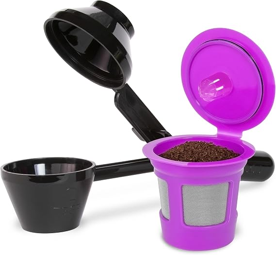 Perfect Pod Single Serve Value Pack, Reusable Coffee Pod & EZ-Scoop Set | Refillable Coffee Capsule Filter for 1-Stream Coffee Machines, 2 Tbsp Scoop with Built-In Funnel, Works with K-Cup Brewers