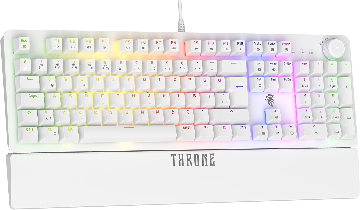 Throne Lumina K1 Chromatic ARGB Lighting - Macro Software - Red Switch - Wrist Assisted Mechanical Keyboard