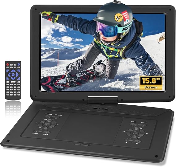17.9" Portable DVD Player with 15.6" Large Screen, 6Hrs Play, Black | SYNC TV/USB/SD Card, DVD Player Portable with Dual Speakers, Last Memory, Play All Discs Format Except Blu-ray