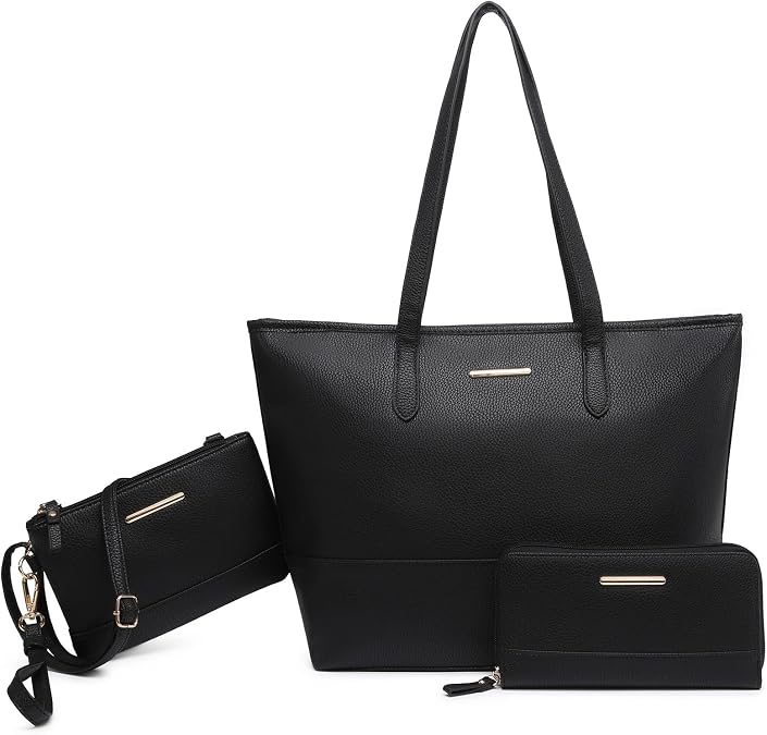 Fashion Handbags and Purses for Women Large Work Tote Bag Set | Top Handle, Satchel Shoulder Bag, 3-Piece Purse Set, Crossbody, Wallet, Large Capacity, Vegan Leather, Multi-Pocket, Hobo