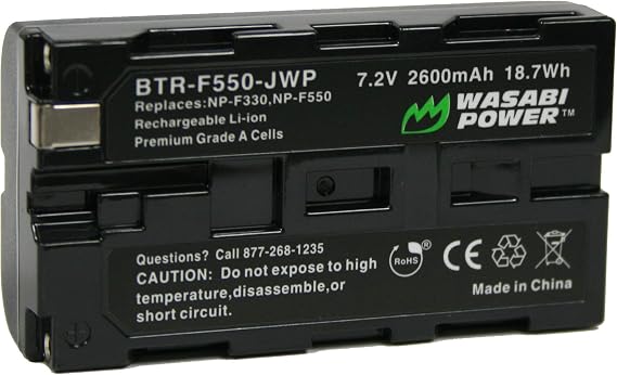 Wasabi Power Battery for Sony NP-F330, NP-F530, NP-F550, NP-F570 (2600mAh, L Series) & CN-160, CN-216, CN-126 Series, Atomos Ninja V, Shinobi, Shogun 7, BMPCC 6K Pro and More