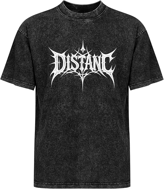 Oversized Black Graphic Tee with White Gothic Typography Design for Men