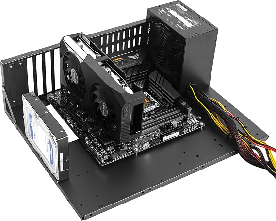 Open Frame Bench PC Mining Frame Reinforced Mining Rack Thick Steel Open Bracket Chassis Compatible with TX/X79/X99 Extended Version High Durability Improved Cooling Efficiency