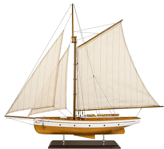 SAILINGSTORY Wooden Sailboat Model Ship, 37", Natural