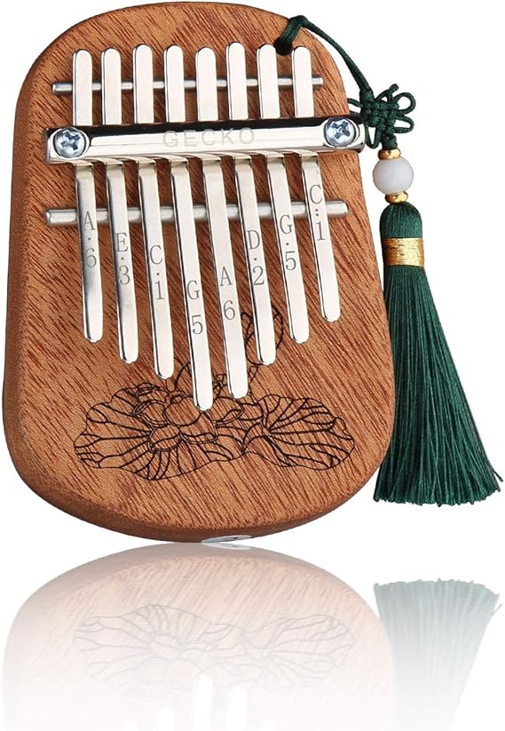 GECKO Mini Kalimba Thumb Piano Portable Flat Board Kalimba 8 keys Mahogany Wood Handmade Mbira Finger Piano, Musical Instrument with Instruction and Tune Hammer Gift for All Skill Levels Beginners