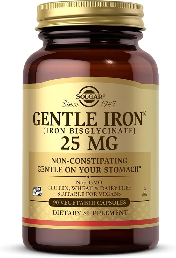 Solgar Gentle Iron 25mg, 90 Vegetable Capsules - Gentle on Stomach