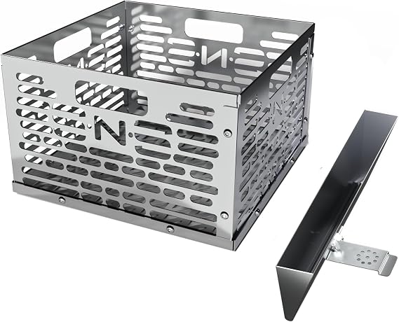 SnS Grills Slow N Sear Stainless Steel Charcoal Basket and Water Wall - V-Shaped Water Pan for Fuel Efficiency, Temperature Control & Moisture - Fits Oklahoma Joe & Other Offset Smokers