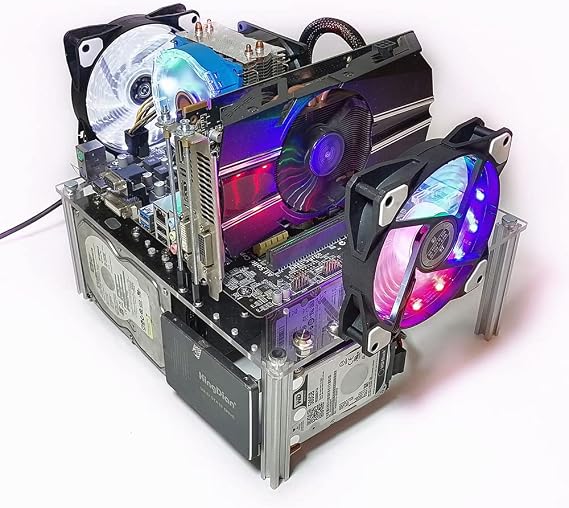 PC Open Chassis Stackable Computer Case Heat Dissipation Acrylic ATX MATX ITX Motherboard Test Bench Platform DIY Computer Case Transparent Support CPU Water Cooling