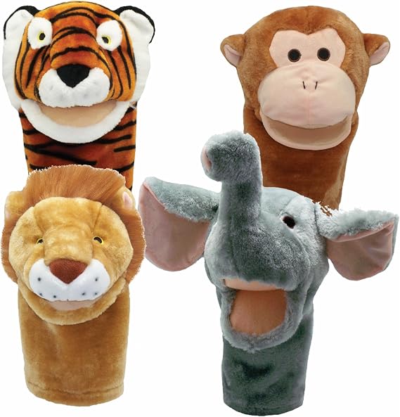 Get Ready Kids BigMouth Zoo Animal Puppet Set - 4 Large 12 inch Puppets