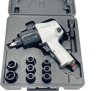 Dynamic Power 1/2" Air Impact Wrench Kit with Twin Hammer Mechanism & 10-Piece Accessory Set (480 ft-lb), D312100K