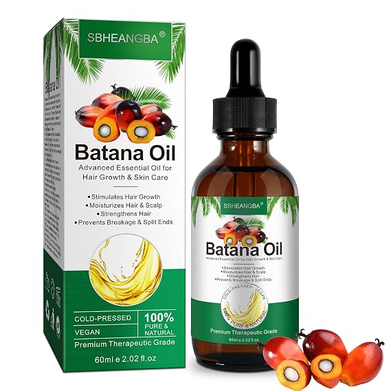 Batana Oil for Hair Growth, 60ml 100% Pure Natural Cold Pressed Organic Batana Oil Enhances Hair & Skin Radiance, Leaves Your Hair Smoother Oil