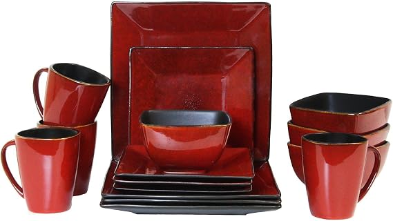 Elama Harland Loft 16 Piece Modern Premium Stoneware set with Complete Setting for 4