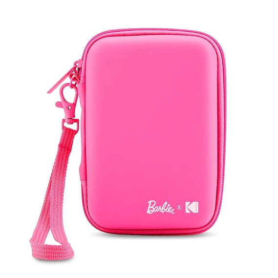Kodak x Barbie EVA Case with Removable Strap, Built-in Mesh Pocket (Pink) Compatible w/Kodak x Barbie Printomatic or Step Slim Photo Printer