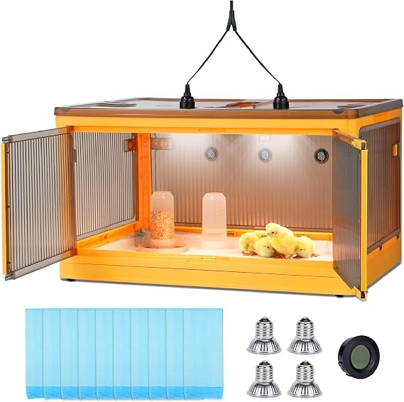 Chicken Brooder Box for Chicks Starter Kit, Large Chicken Brooder Heater Warms up to 30 Chicks, Poultry Breeding Box Suitable for Chick Duckling Parrot Lizard (26" L x 18" W x 14" H)