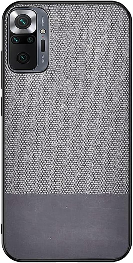 Microcase Xiaomi Redmi Note 10 Pro Max Fabrik Serisi Kumaş ve Deri Desen Kılıf - Gri