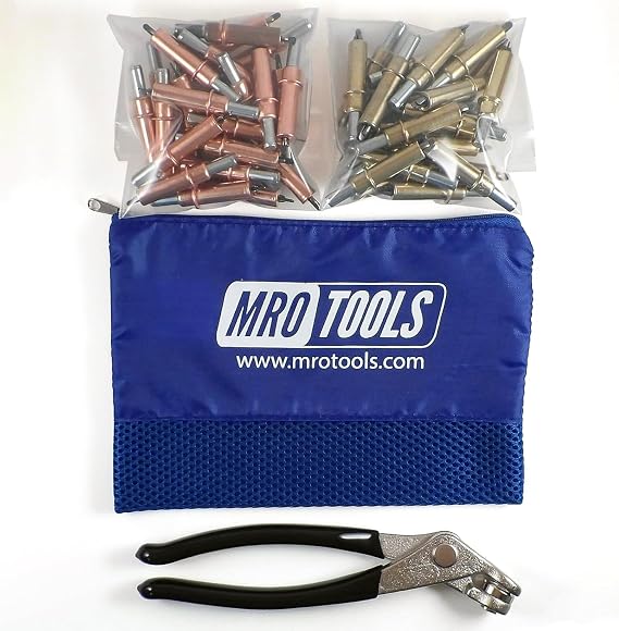 25 1/8 and 25 3/16 Cleco Fasteners + Cleco Pliers + Mesh Carry Bag - Cleco Fasteners Kit (K4S50-1)