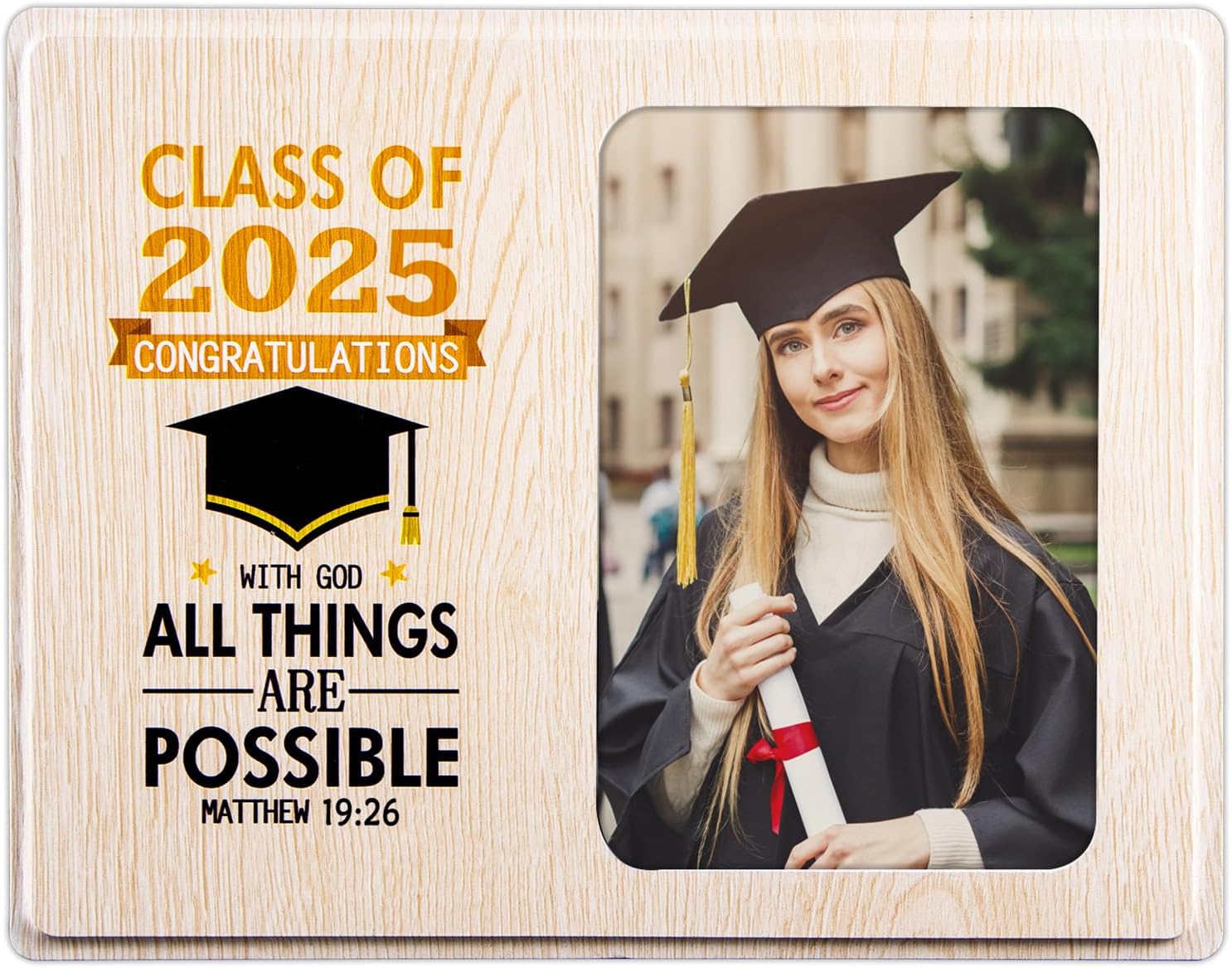 FLYAB Inspirational Graduation Picture Frame - Wood Class of 2025 Picture Frame Motivational Graduation Photo Frame for Her Him High School College Graduation Gifts for Women Men Girls Daughter Son