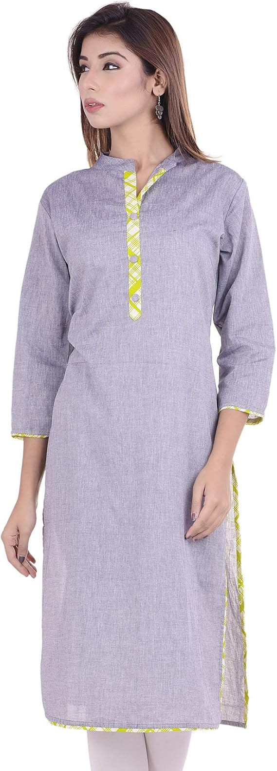 Chichi Indian Women's Plain Cotton Kurti Top