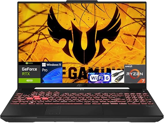 ASUS TUF Gaming A16 Laptop: AMD Ryzen 7 7445HS, 16" Full HD+ 145Hz Display, NVIDIA GeForce RTX 4050, 16GB DDR5 RAM, 1TB SSD, Backlit Keyboard, Windows 11