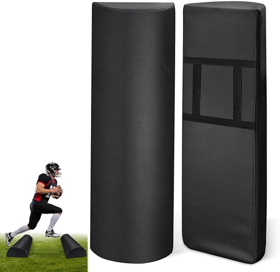 2 PCS Half-Round Foam Football Training Dummies with Handles, Waterproof PU Cover & High-Resilience Foam Bird's-Eye Fabric Inner Lining for Footwork Drills, 41.7 x 12 x 5.9 Inches