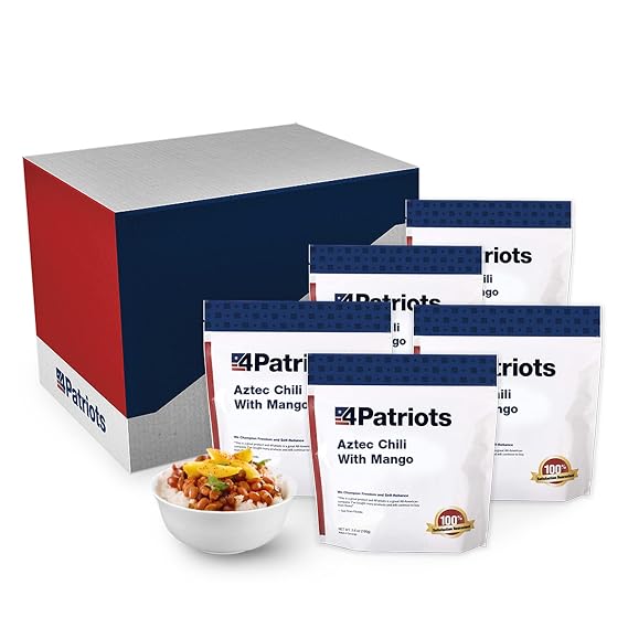 4Patriots Aztec Chili with Mango Survival Food Kit: Tasty, Long-Lasting Emergency Food, 40 Servings