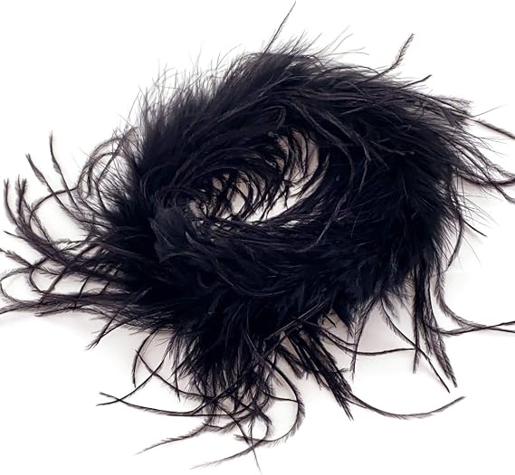 Ostrich Marabou Feather Boa - 18" Length - Black