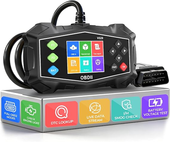 OBD2 Scanner Engine Code Reader, V529 OBDII Diagnostic Tool Battery Tester, Live Data, I/M Readiness for Most Vehicles with 2.8 Color Screen